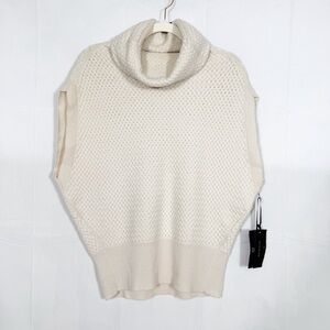 Nells Nelson Merino Wool Turtleneck Cowl Woven Textured Cocoon Sweater Gilet